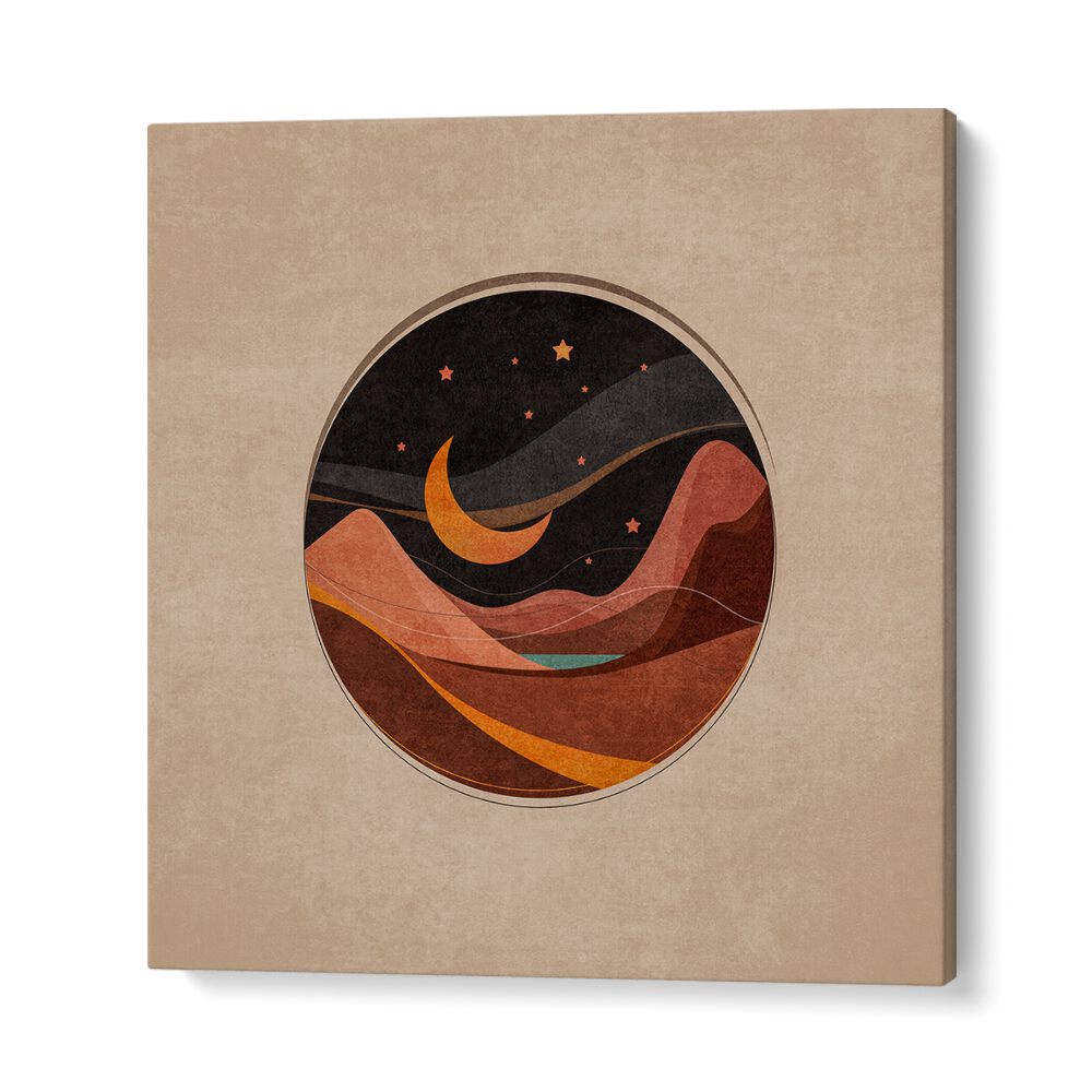 CEMBER GECE SAHNESI, BOHO ART PAINTINGS features a serene moonlit design, perfect for enhancing your space.