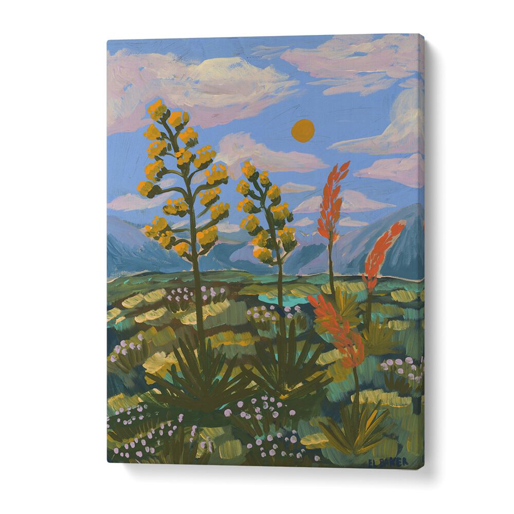 Vibrant CENTURY PLANT RED YUCCA, LANDSCAPE PAINTINGS by Eleanor Baker showcasing nature's beauty and elegance.