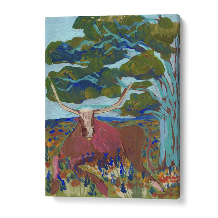 Vibrant TEXAS HILL COUNTRY LONGHORN , ANIMAL PAINTINGS showcasing the beauty of Texas by artist Eleanor Baker.