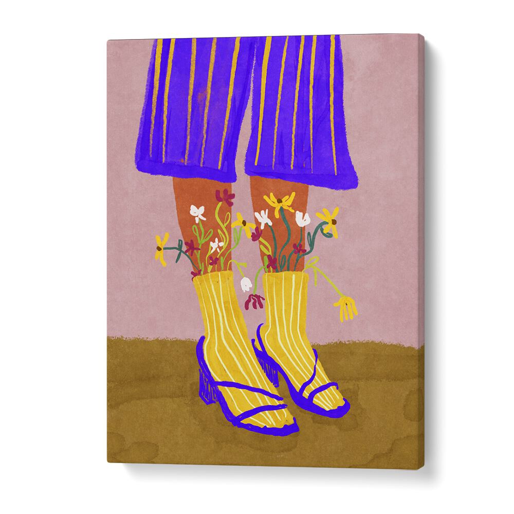 Colorful FASHION SHOOTY, FASHION POSTERS featuring vibrant boots with flowers, designed by Raissa Oltmanns.