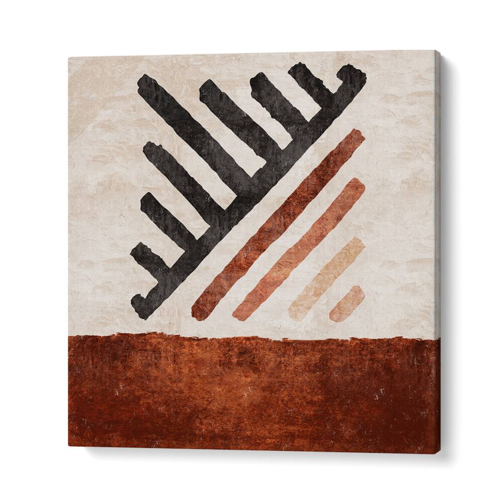 Geometrik Cizgili Kilim Kiremit, a stunning boho art painting by Emel Tunaboylu, perfect for modern spaces.