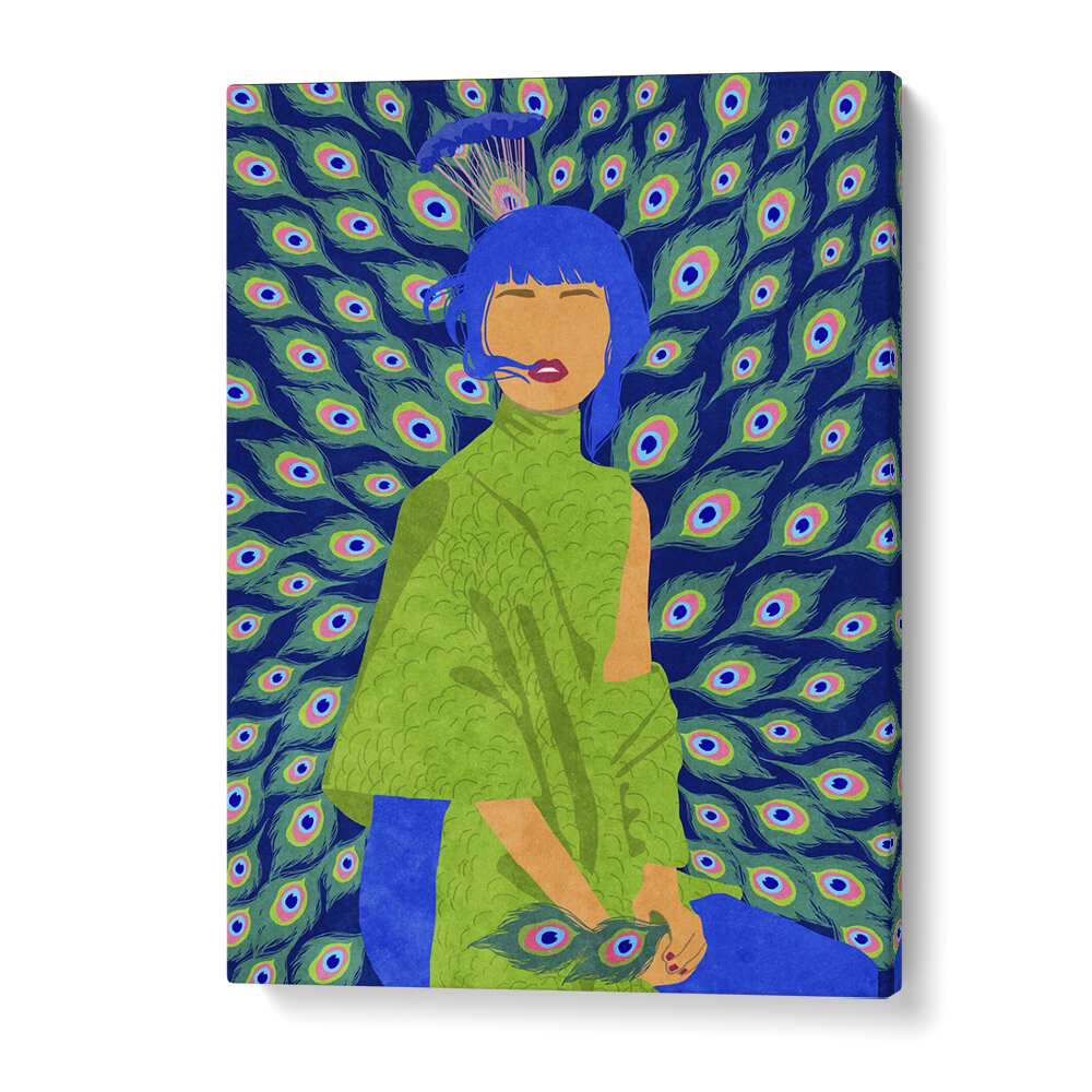 Stunning PEACOCK WOMAN, FASHION POSTERS by Raissa Oltmanns, showcasing vibrant colors and elegant design for your decor.