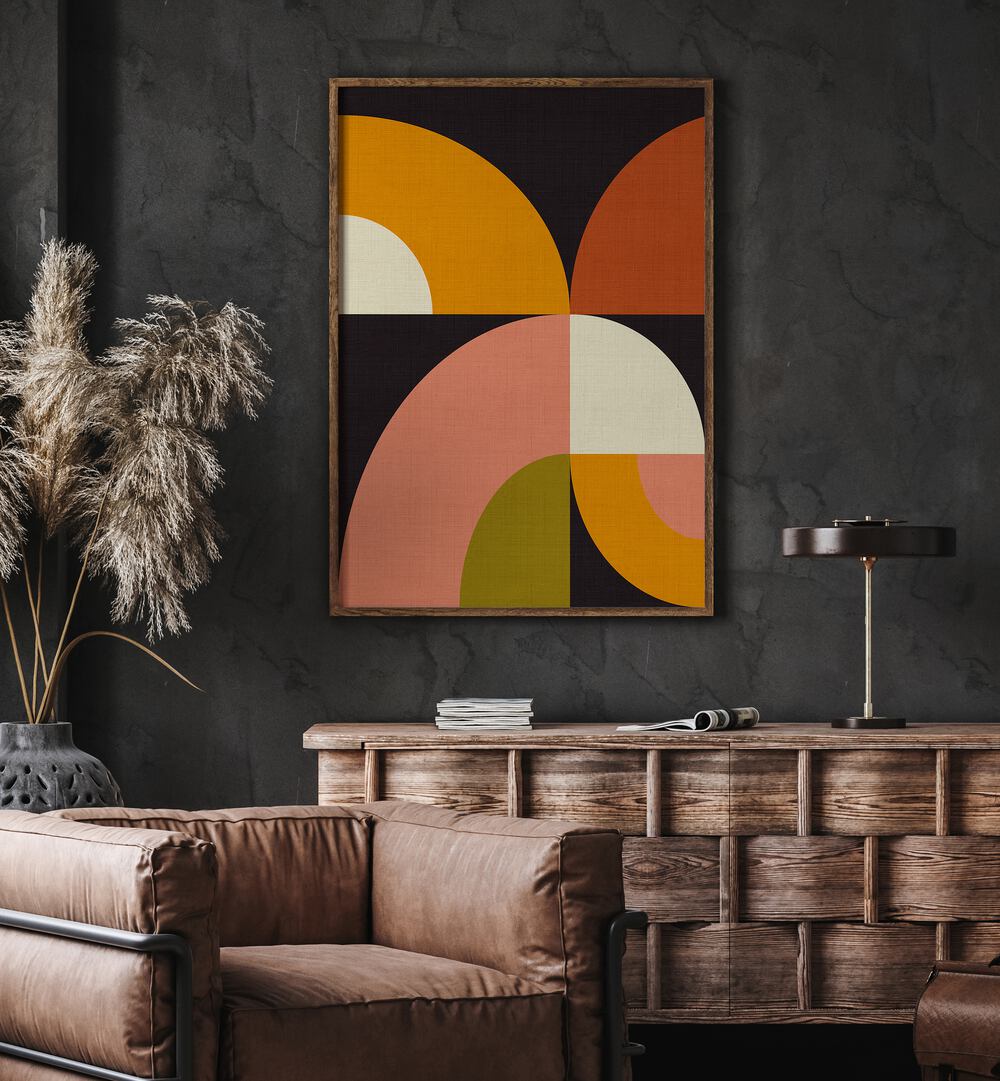Transform your space with GEO SHAPES FALL XXI GEO, ABSTRACT PAINTINGS by Ana Rut Bre, a striking abstract artwork.