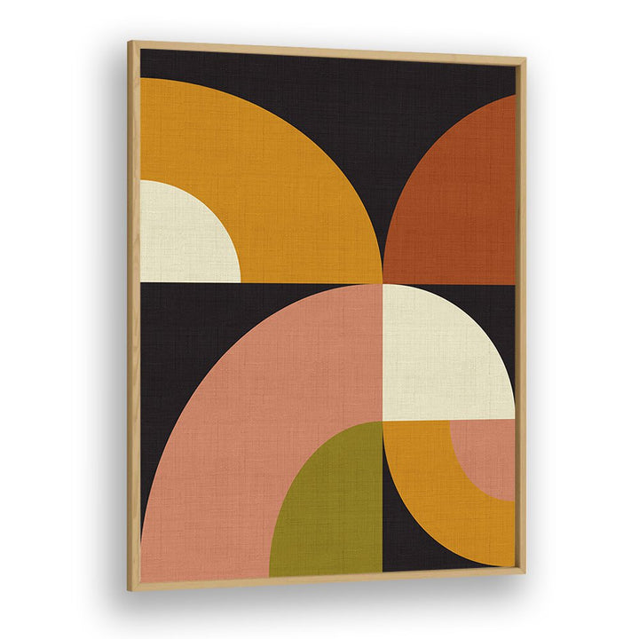 Transform your space with GEO SHAPES FALL XXI GEO, ABSTRACT PAINTINGS by Ana Rut Bre in a stylish oak frame.