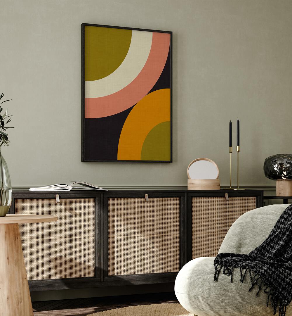 Transform your space with GEO SHAPES FALL XXI ROUNDED, ABSTRACT PAINTINGS by Ana Rut Bre, showcasing vibrant colors.