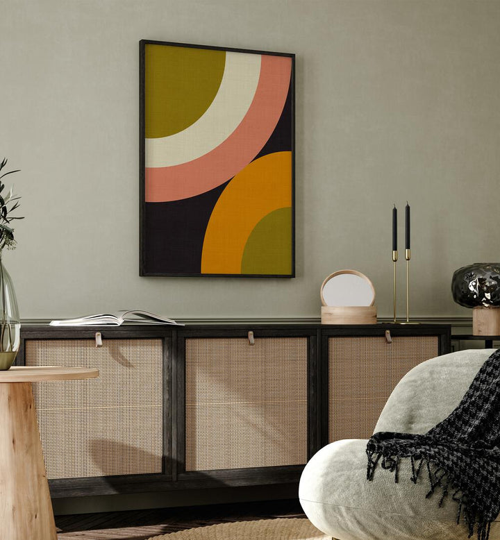 Transform your space with GEO SHAPES FALL XXI ROUNDED, ABSTRACT PAINTINGS by Ana Rut Bre, showcasing vibrant colors.