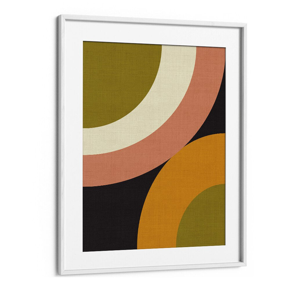 GEO SHAPES FALL XXI ROUNDED, ABSTRACT PAINTINGS featuring vibrant circles in a stylish frame, perfect for home decor.