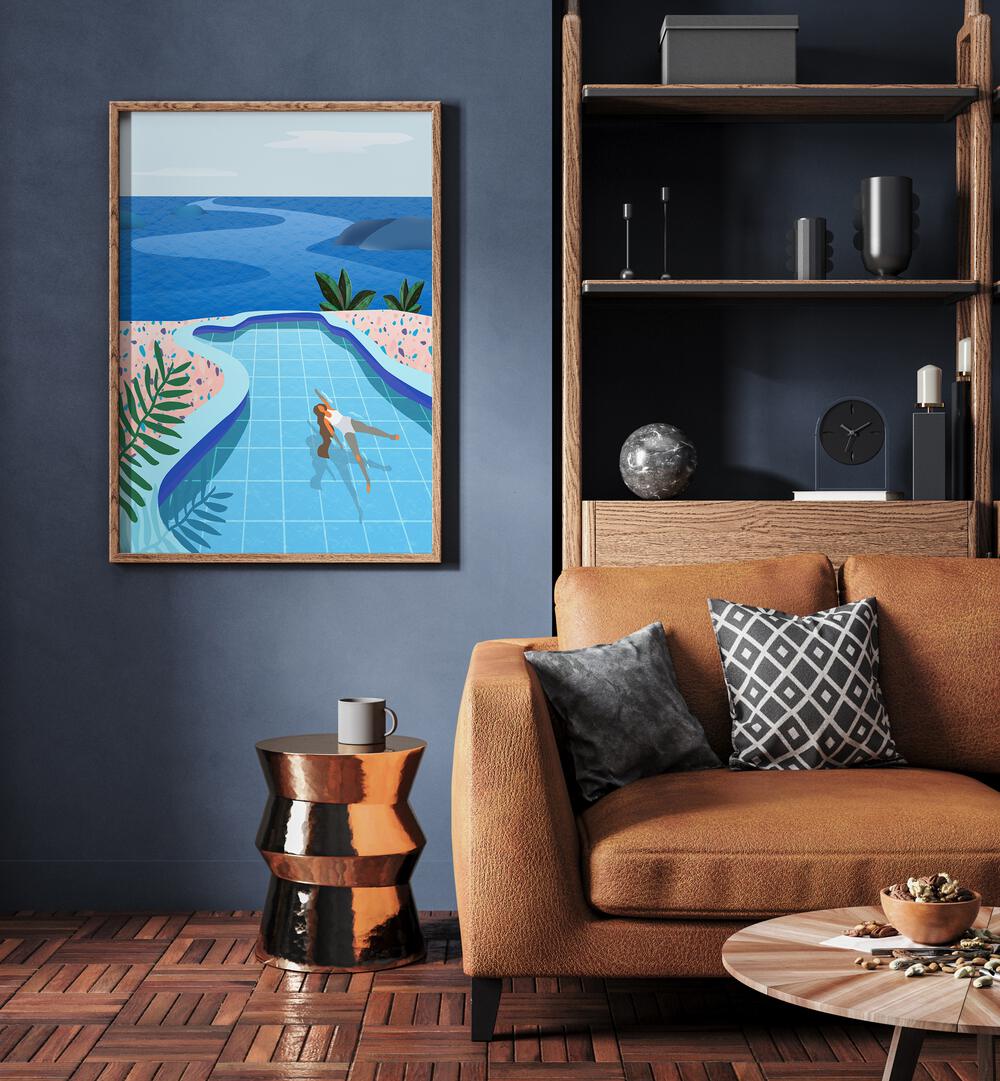 Transform your space with GIRL IN POOL, WALL ART PRINTS by Petra Lidze, showcasing vibrant colors and serene beauty.