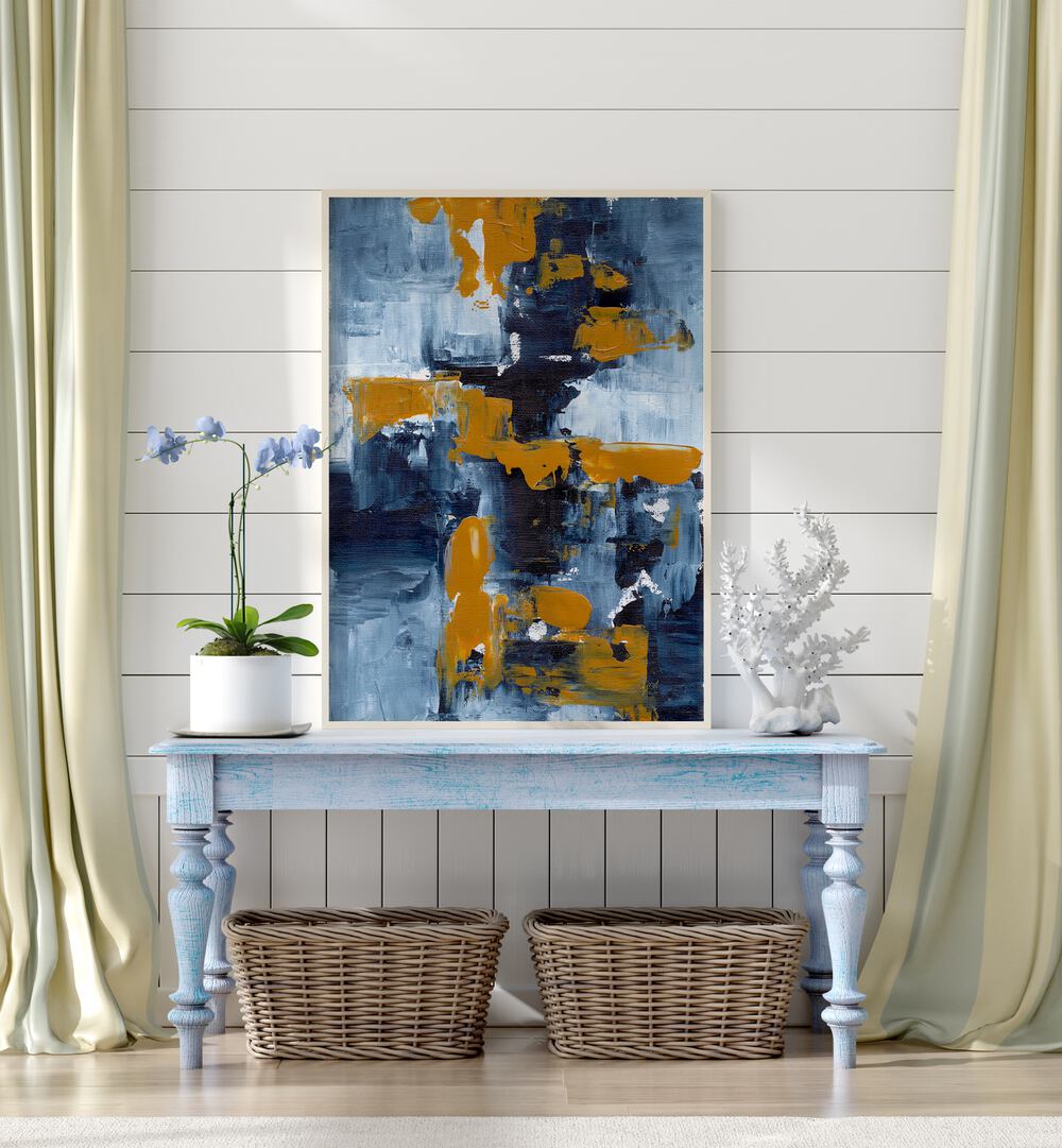 Vibrant GOLD RUSH, ABSTRACT PAINTINGS by Ejaaz Haniff, showcasing emotion and color in a stunning art piece.