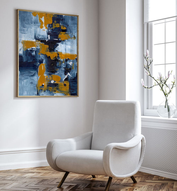 GOLD RUSH, ABSTRACT PAINTINGS by Ejaaz Haniff showcases vibrant colors and emotional depth in modern decor.