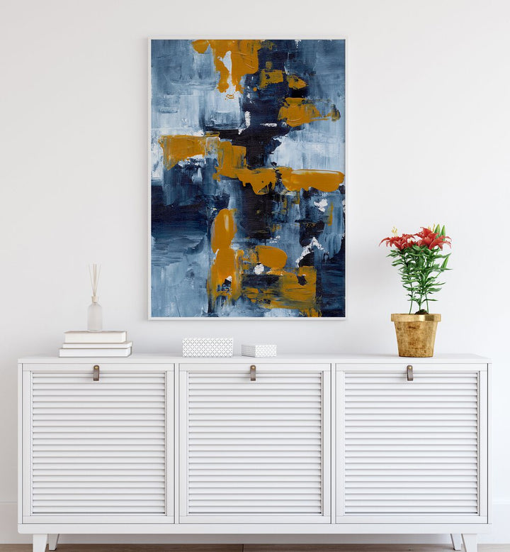 GOLD RUSH, ABSTRACT PAINTINGS by Ejaaz Haniff features vibrant colors and dynamic textures for a captivating decor.