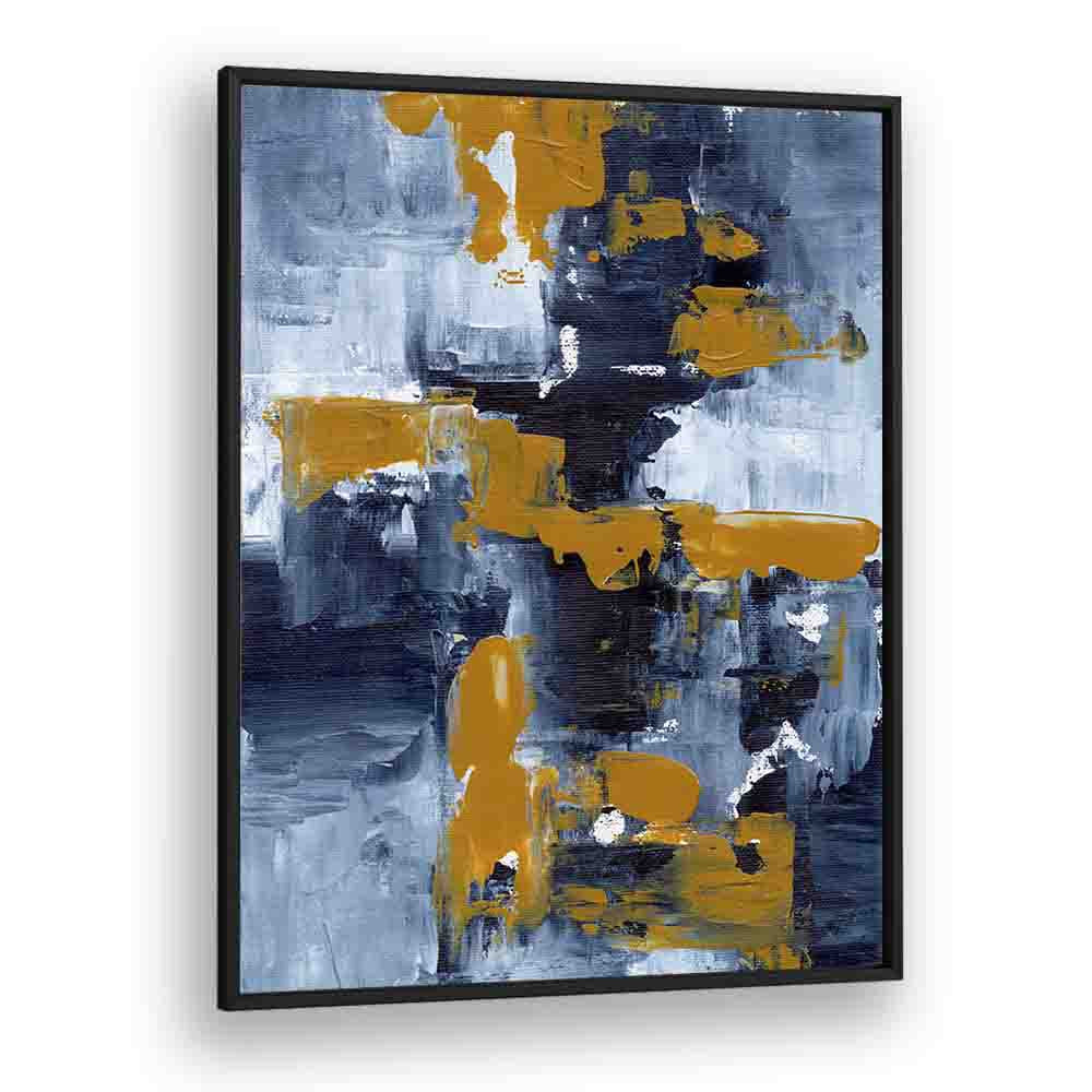 GOLD RUSH, ABSTRACT PAINTINGS by Ejaaz Haniff showcases vibrant colors and emotional depth in a framed art piece.