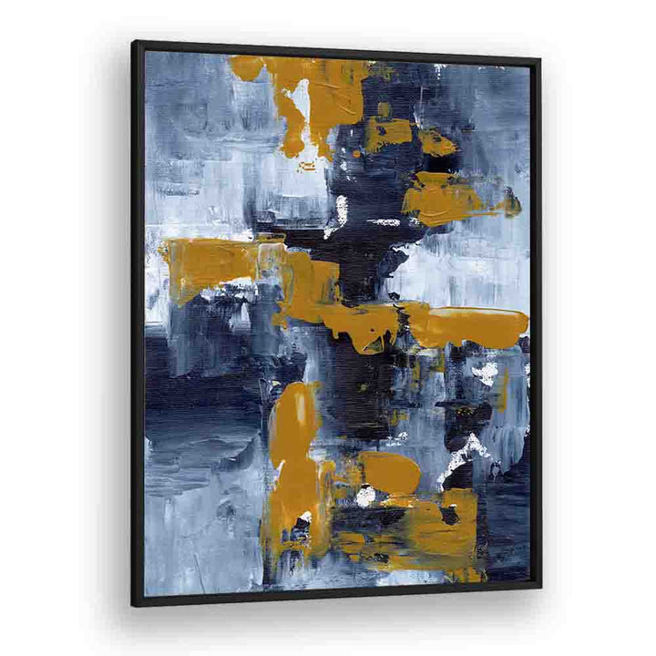 GOLD RUSH, ABSTRACT PAINTINGS by Ejaaz Haniff showcases vibrant colors and emotional depth in a framed art piece.