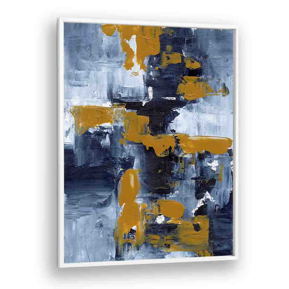 GOLD RUSH, ABSTRACT PAINTINGS by Ejaaz Haniff showcase vibrant colors and dynamic expression in a modern frame.