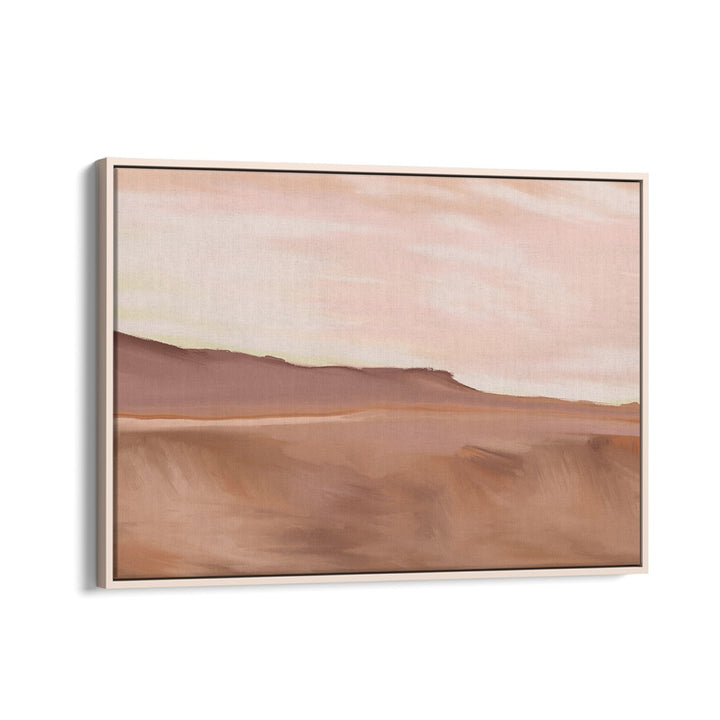 Elegant GOLDEN LANDSCAPE PAINTINGS in an oak wood floater frame, perfect for transforming your space with tranquility.