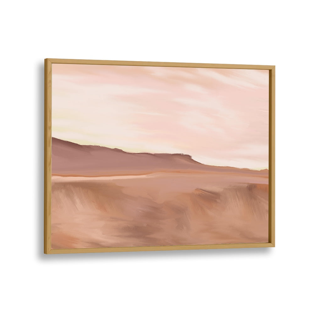 Elegant GOLDEN LANDSCAPE PAINTINGS in an oak wood frame, perfect for enhancing home or office decor.