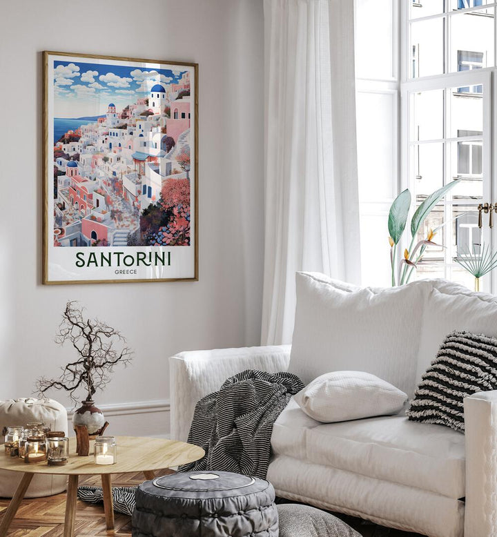 greek island of santorini travel posters Artwork II placed on a Wall