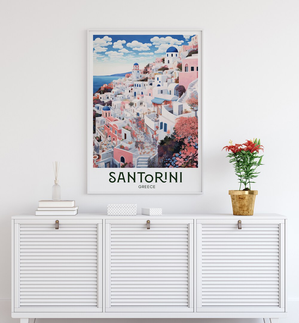 greek island of santorini travel posters Artwork III placed on a Wall