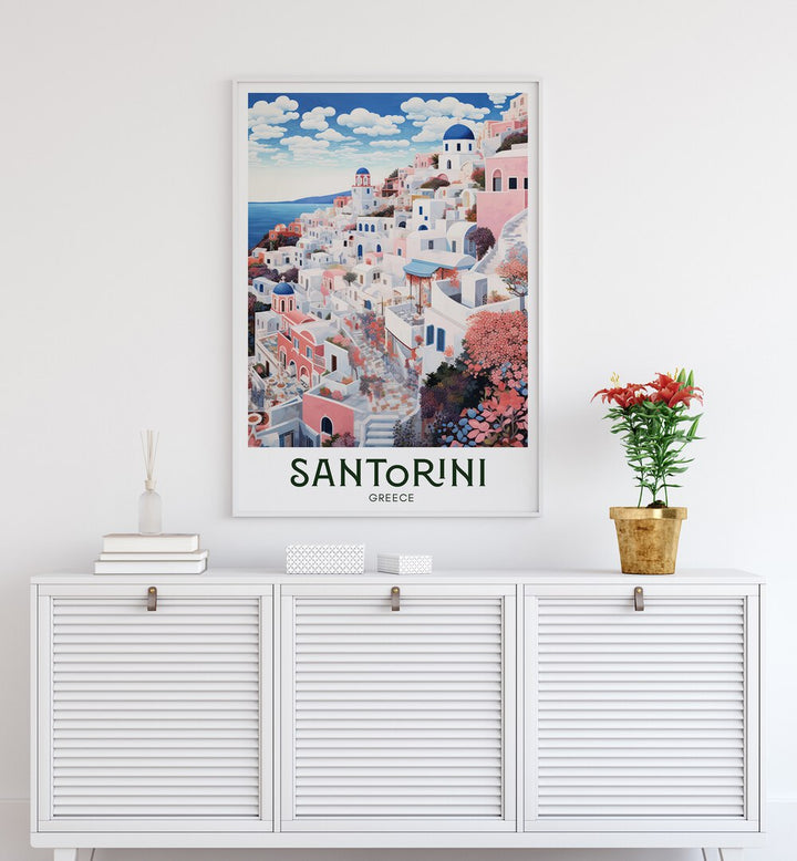 greek island of santorini travel posters Artwork III placed on a Wall