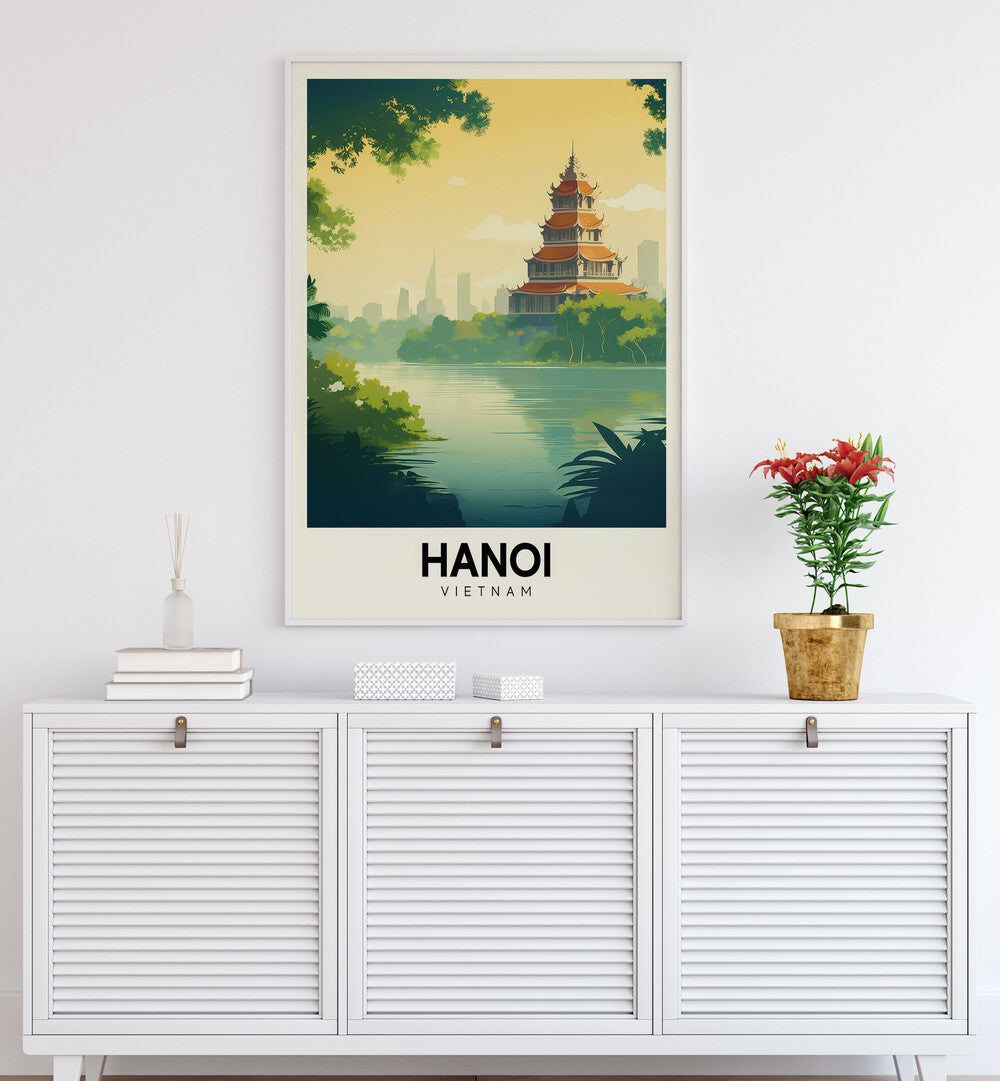 hanoi-vietnam travel posters Artwork III placed on a Wall