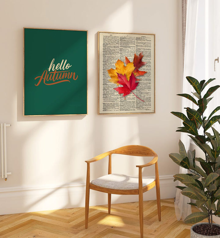 Cozy up your space with the vibrant HELLO AUTUMN, SET OF 2 PAINTINGS, perfect for autumn decor.