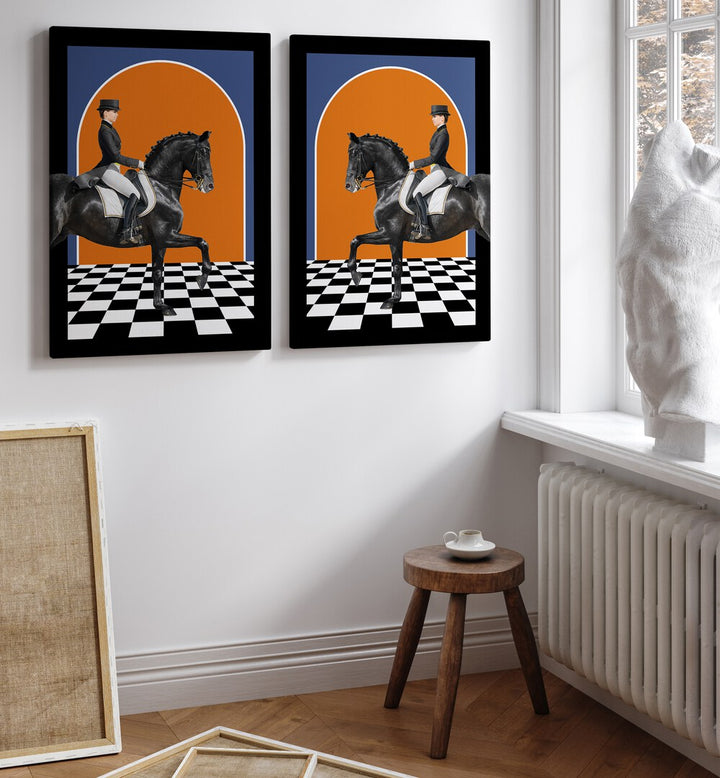 Elevate your space with HERMES HORSES, SET OF 2 PAINTINGS showcasing majestic horses in stunning artwork.