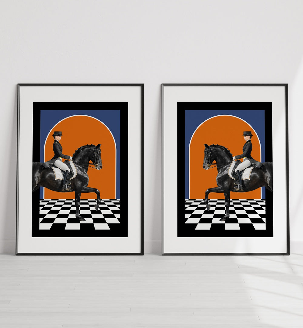 Elevate your decor with HERMES HORSES, SET OF 2 PAINTINGS featuring stunning horse art and vibrant colors.