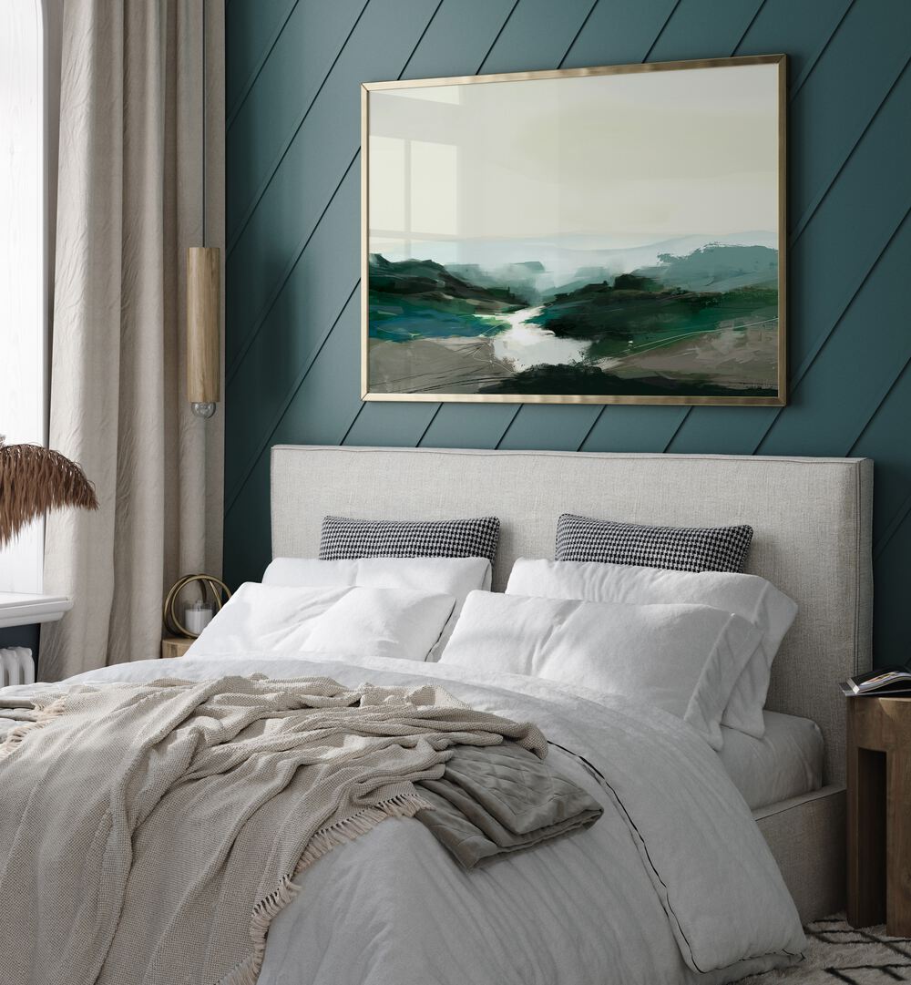 High Land View, landscape paintings by Dan Hobday, adds serene beauty to any space with its tranquil charm.