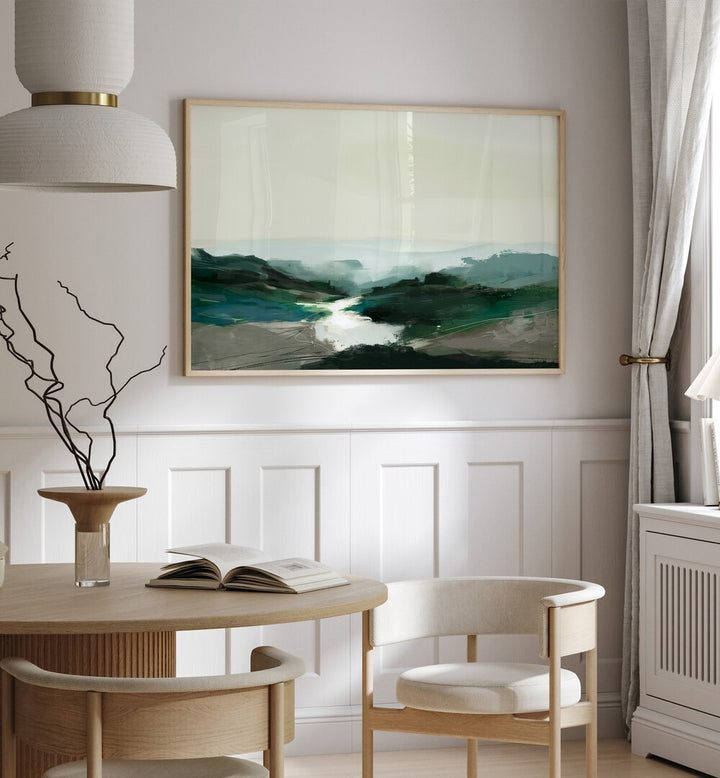 Experience tranquility with HIGH LAND VIEW, a stunning landscape painting by Dan Hobday, perfect for any space.