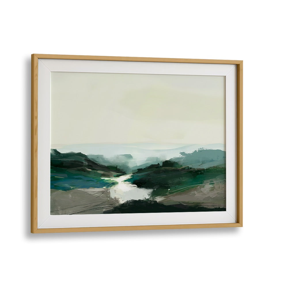 Serene "HIGH LAND VIEW, LANDSCAPE PAINTINGS" by Dan Hobday, framed art that enhances any tranquil space.