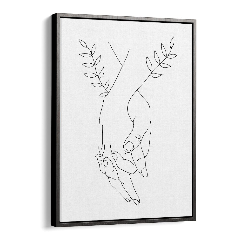 Elegant HOLDING HANDS, LINE ART PAINTINGS by Petra Lidze, perfect for enhancing your decor with a modern touch.