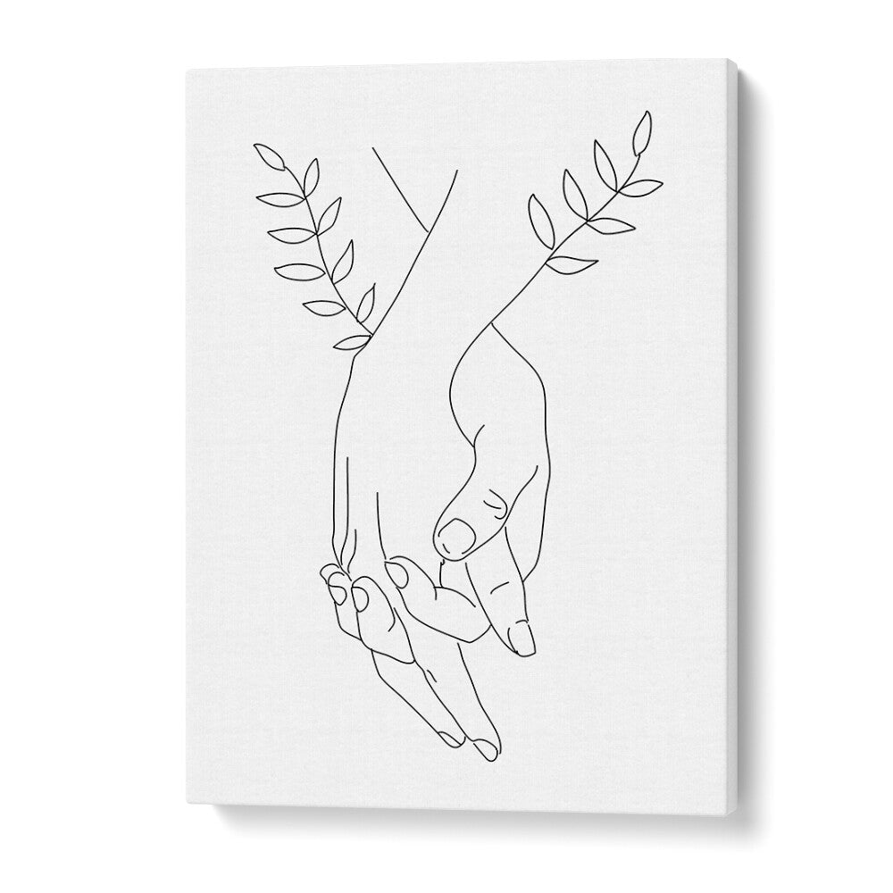 Elegant line art painting of "Holding Hands" by Petra Lidze, perfect for enhancing any decor. HOLDING HANDS, LINE ART PAINTINGS.