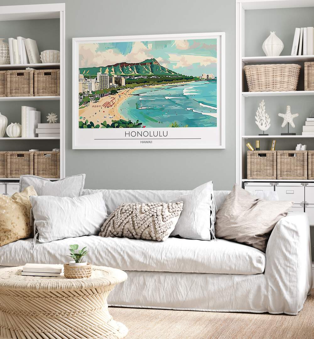 honolulu city-hawaii travel posters Artwork I placed on a Wall
