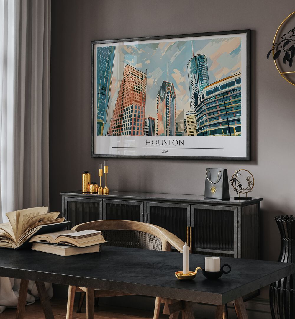houston city-usa travel posters Artwork I placed on a Wall