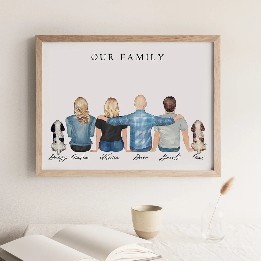 painting - CUSTOM FAMILY PORTRAIT WITH PETS by Asianmonk