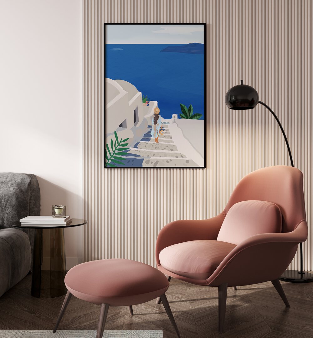 Stunning INTO THE BLUE, TRAVEL POSTERS by Petra Lidze enhance any space with modern artistry and elegance.