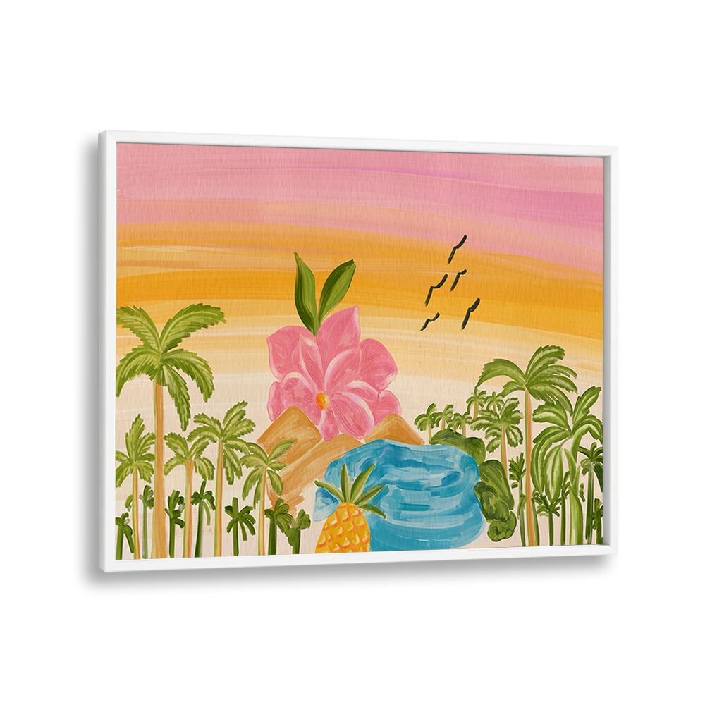 Vibrant ISLAND, LANDSCAPE PAINTINGS featuring tropical scenery and sunset hues, perfect for transforming your space.
