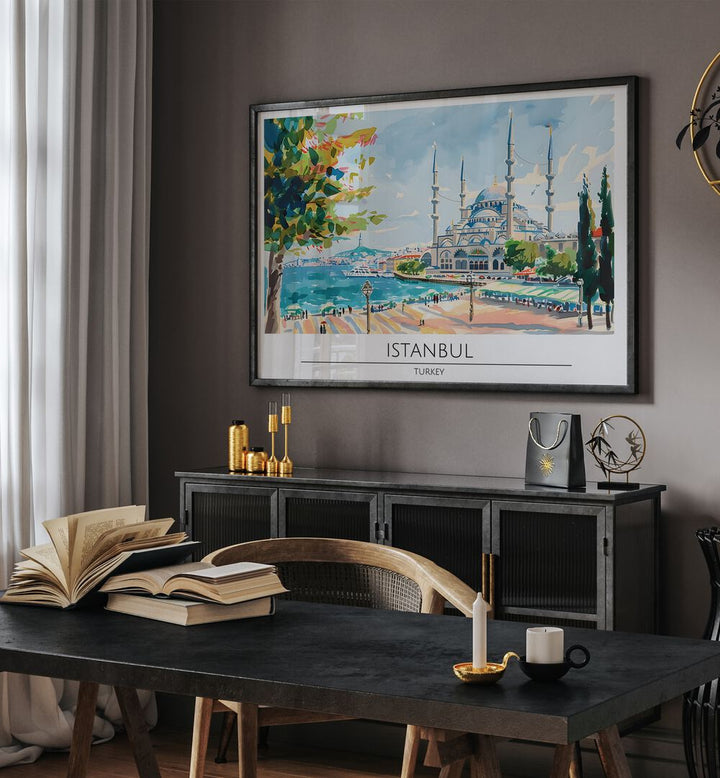 istanbul city-turkey travel posters Artwork II placed on a Wall