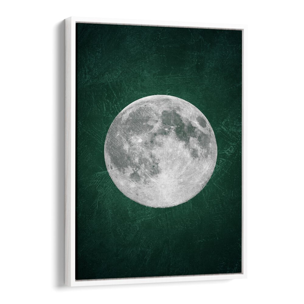 Geometric art featuring the mesmerizing JADE MOON III, ZODIAC in a stylish white floater frame for elegant decor.