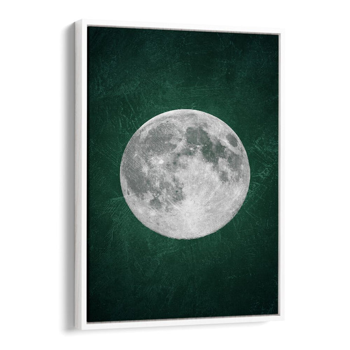 Geometric art featuring the mesmerizing JADE MOON III, ZODIAC in a stylish white floater frame for elegant decor.