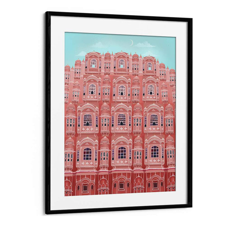 Elegant JAIPUR II, TRAVEL POSTERS showcase the iconic architecture of Jaipur in a stylish black frame.