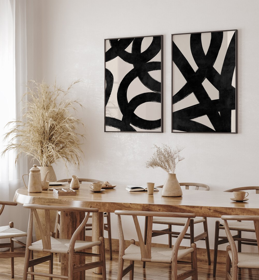 Elegant JAPANESE INK SET , SET OF 2 PAINTINGS, perfect for enhancing your home décor with timeless artistry.