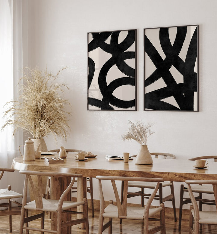 Elegant JAPANESE INK SET , SET OF 2 PAINTINGS, perfect for enhancing your home décor with timeless artistry.