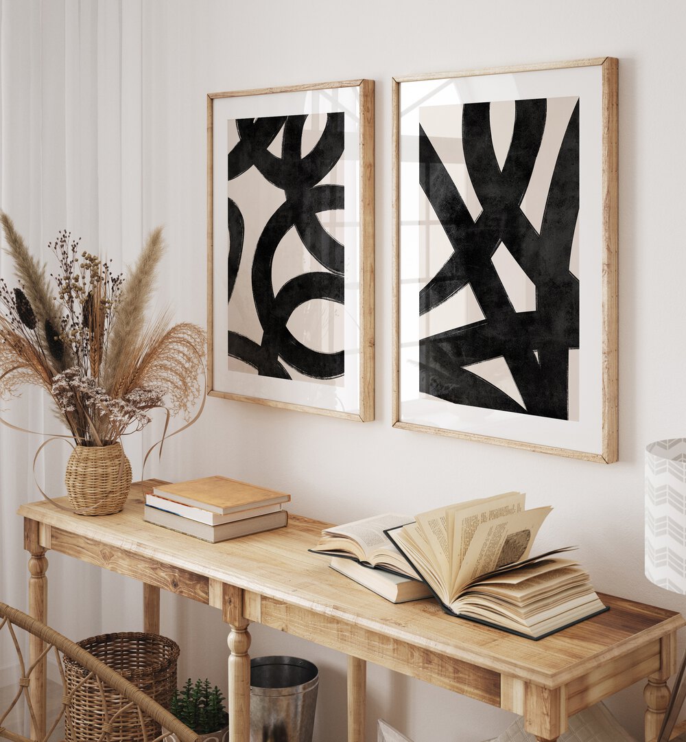 Elegant JAPANESE INK SET, SET OF 2 PAINTINGS enhances home décor with timeless artistic tradition.