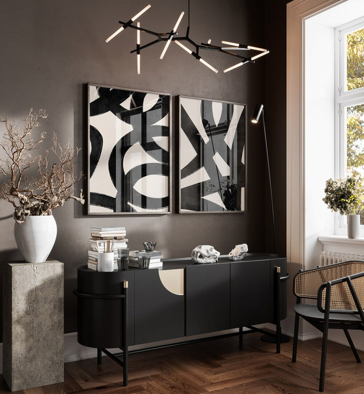 Elegant JAPANESE INK SET, SET OF 2 PAINTINGS enhances modern home décor with timeless wall art prints.