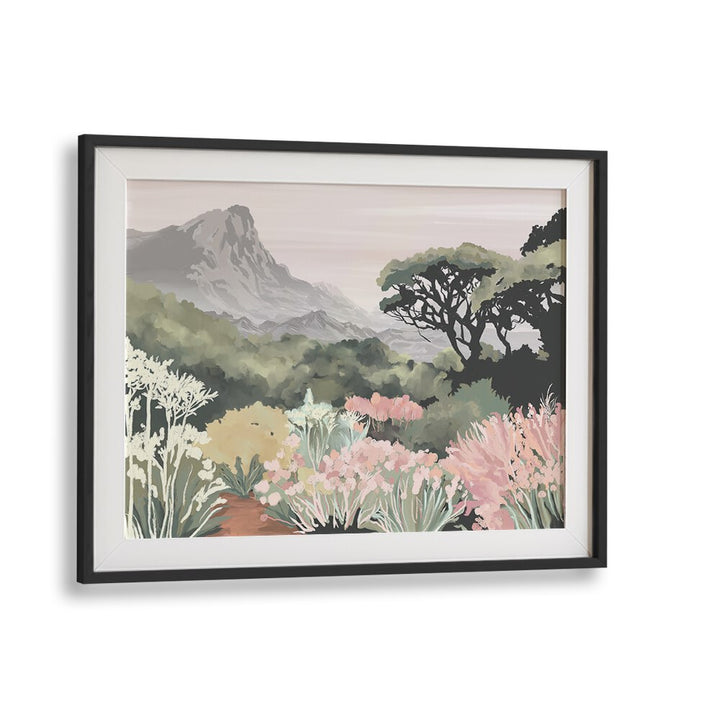 KIRSTENBOSCH DREAMING, LANDSCAPE PAINTINGS in a black frame, showcasing vibrant nature and serene landscapes.