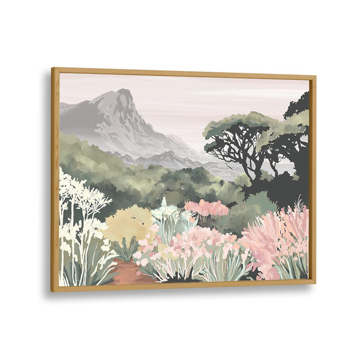 Kirstenbosch Dreaming Landscape Paintings in an oak frame, showcasing nature's beauty and vibrant colors.