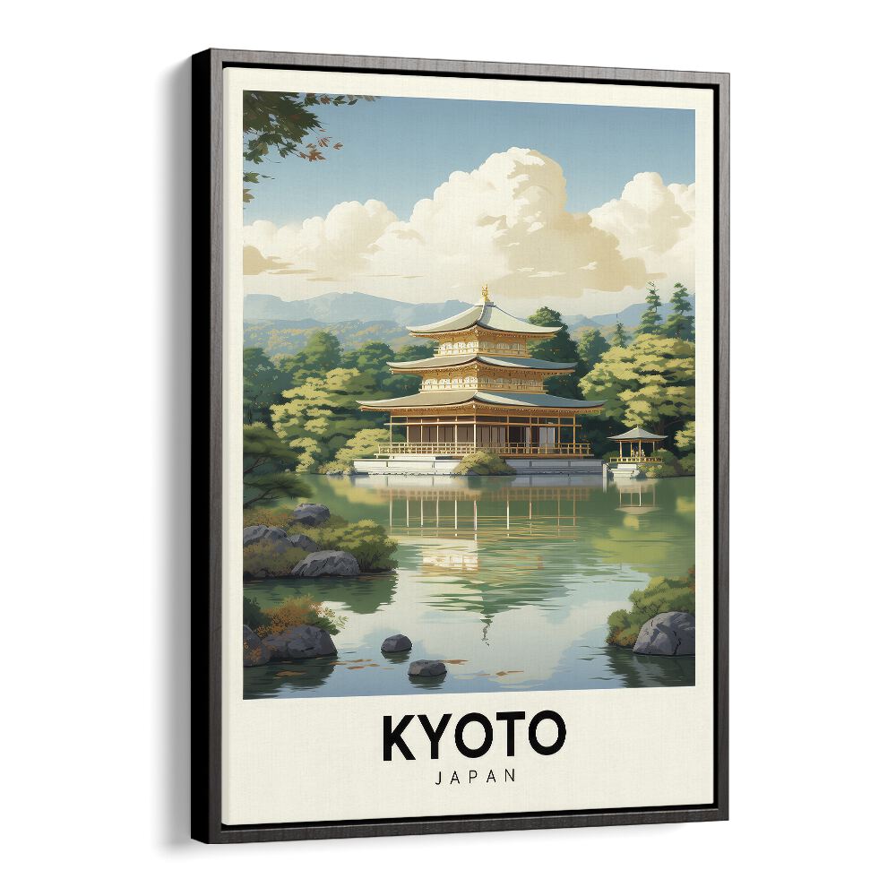 kyoto reverie travel posters in Black Floater Frame