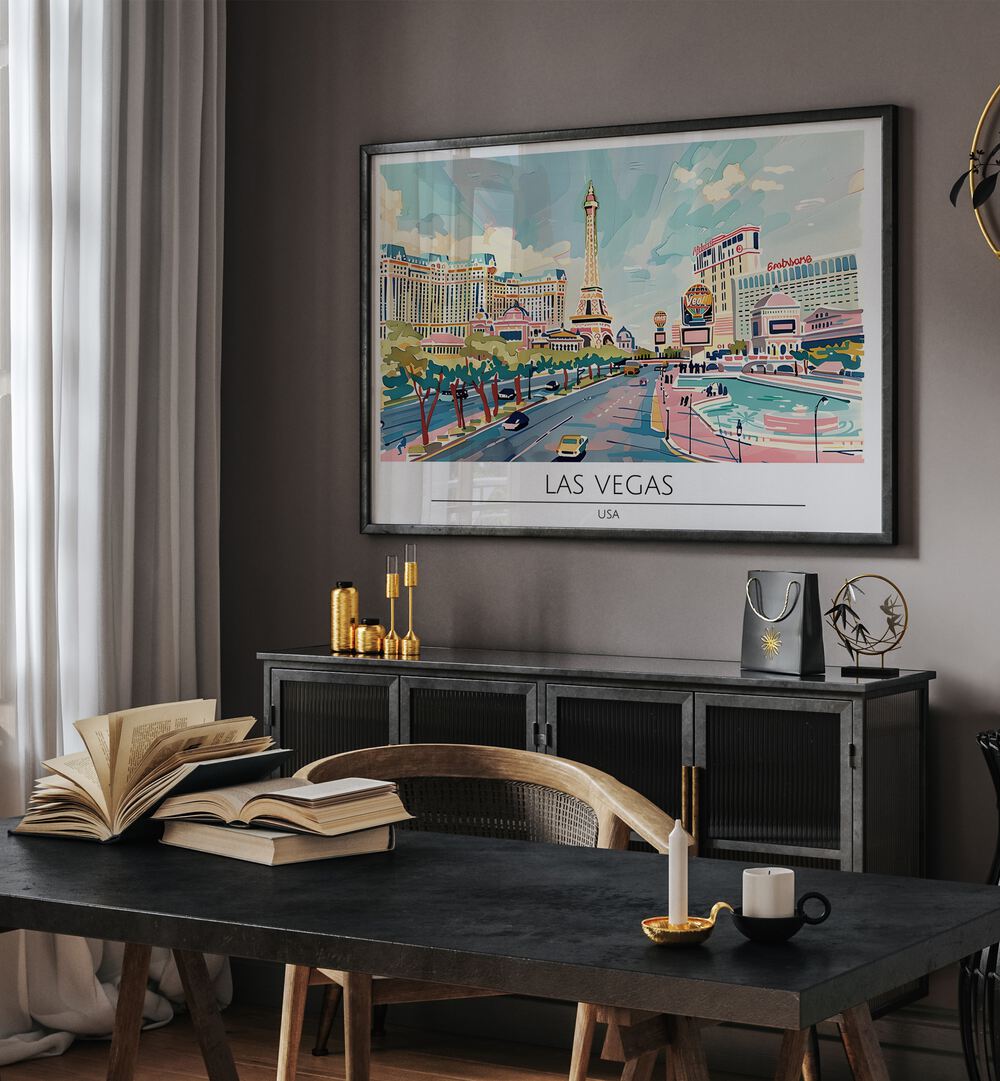 las vegas city-usa travel posters Artwork I placed on a Wall