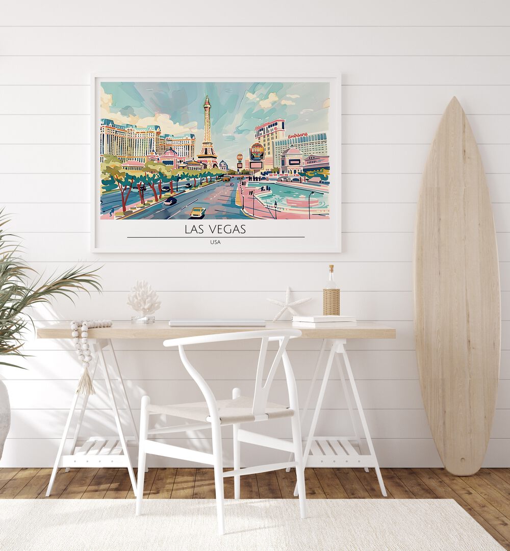 las vegas city-usa travel posters Artwork II placed on a Wall